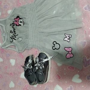 Puma toddler girl shoes and Minnie dress